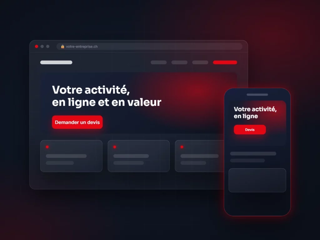 Maquette d’un site web sur mesure sur ordinateur et smartphone, création à Martigny