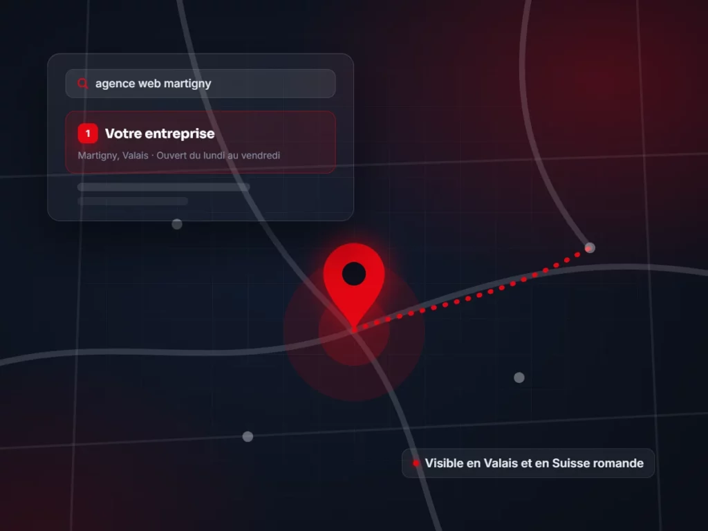 Référencement local : entreprise en première position sur la carte Google à Martigny, Valais